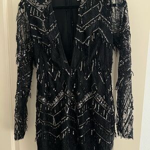 superdown Black Sequin Mini Dress